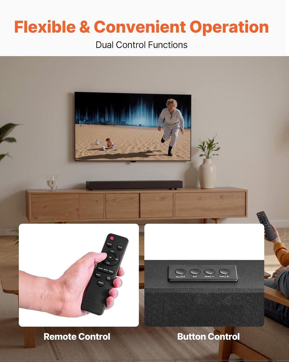 Thumbnail: VEVOR Sound Bar for Smart TV, 2.0 Channel, 24-Inch Compact Soundbar TV Speakers
