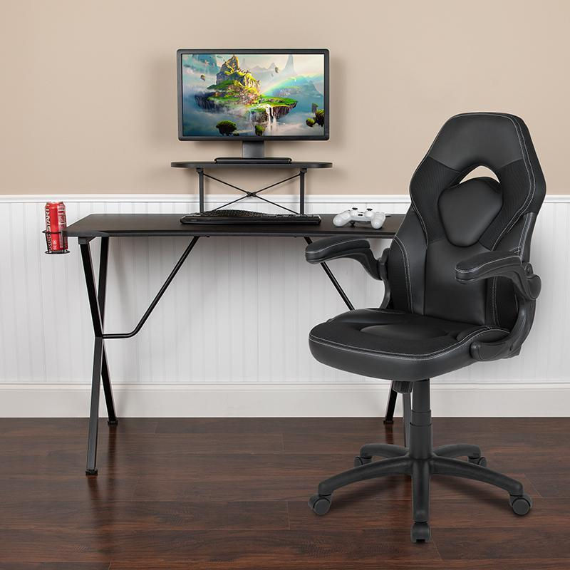 Thumbnail: Black Gaming Desk and Black Racing Chair Set