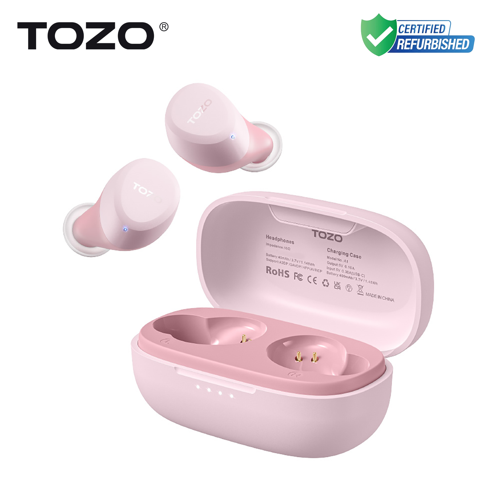 Refurbished TOZO TWS Earbuds in-Ear Wireless Bluetooth Headsets with With Mic To