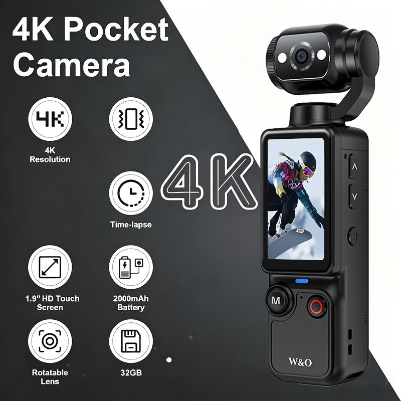 Thumbnail: Ultra HD 4K Sports Camcorder, Ultra Light Body for Travel & Vlog, Comes with 32G
