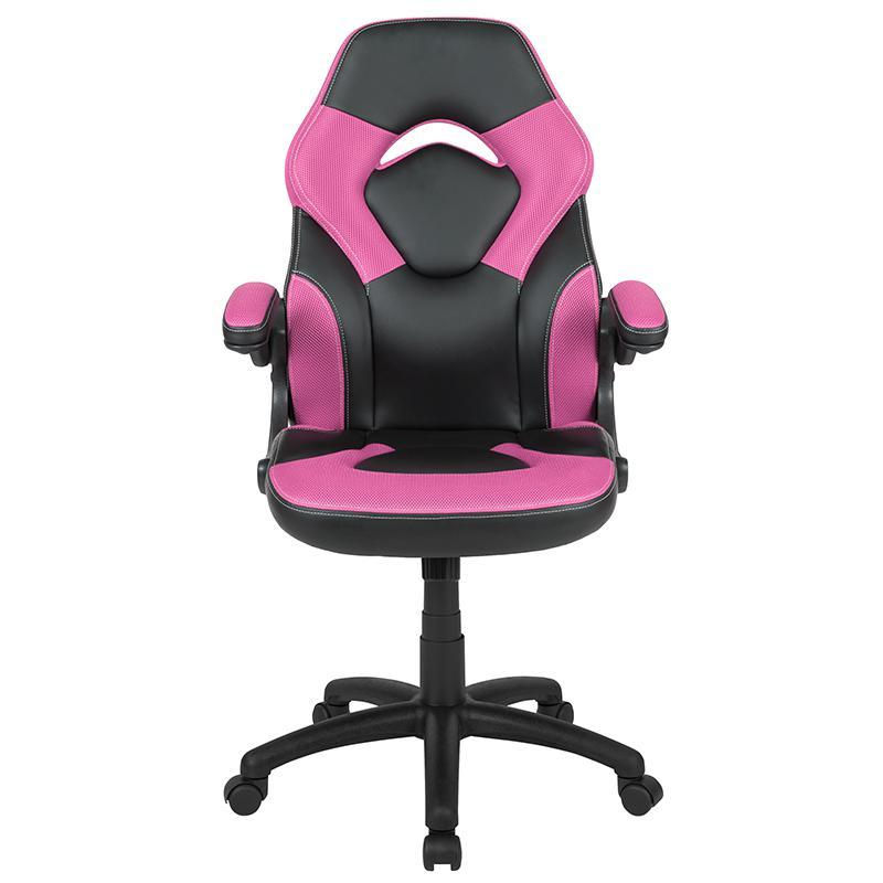 Thumbnail: Swivel Chair, Pink/Black LeatherSoft
