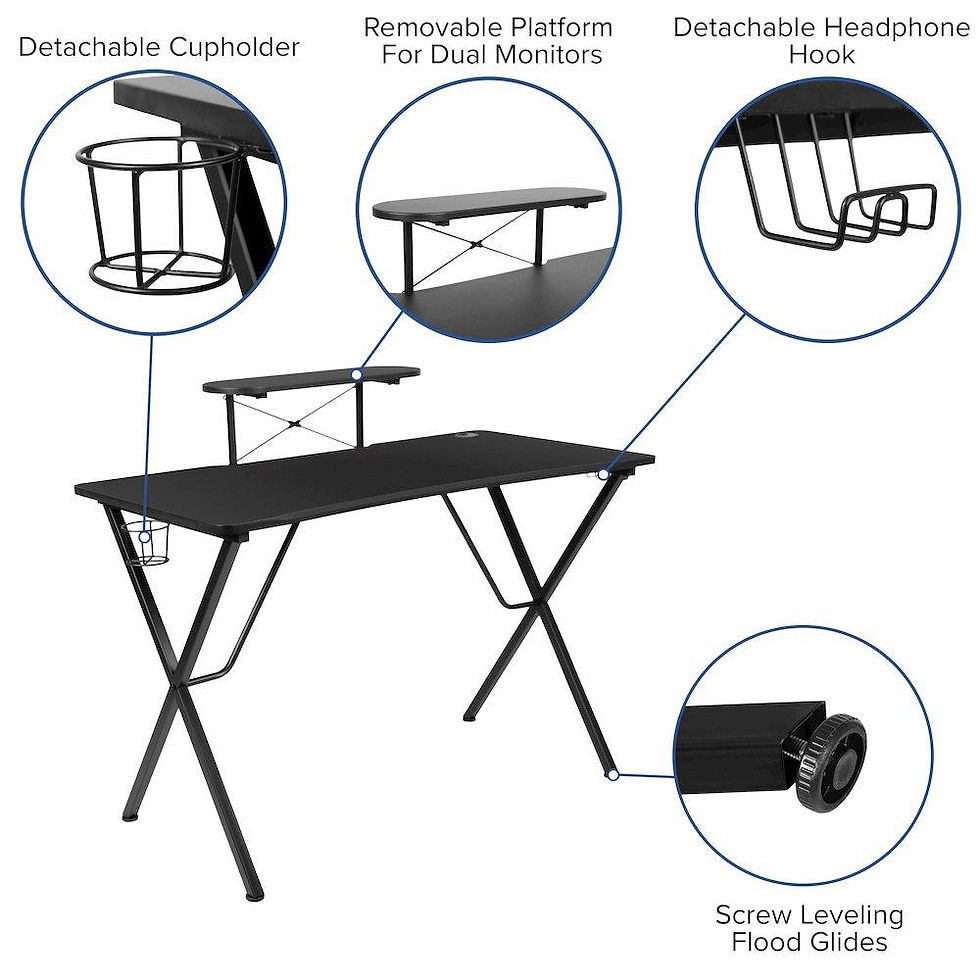 Thumbnail: Black Gaming Desk and Blue Reclining Gaming Chair Set