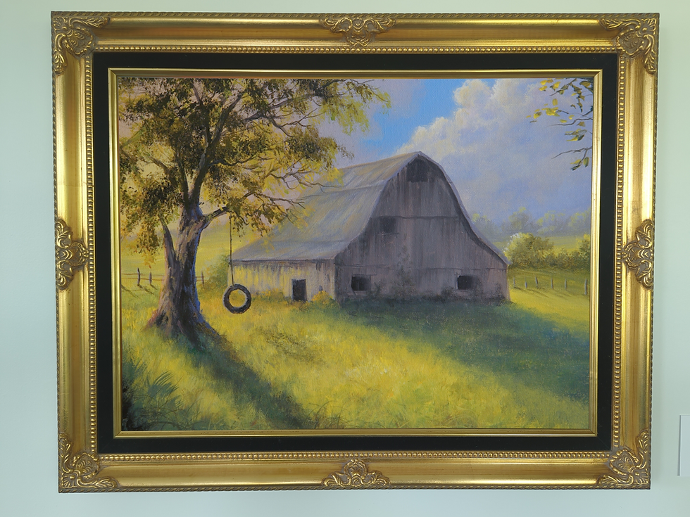 Barn and Tire Swing Acrylic Painting | paintwithkevin.com