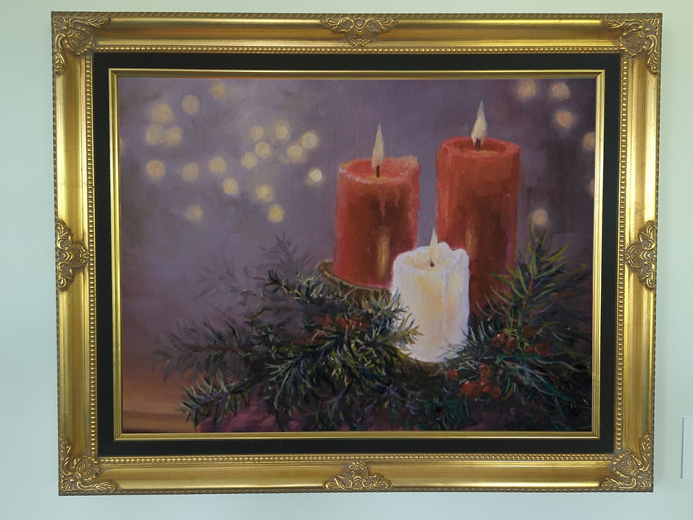 Christmas Candle oil painting | paintwithkevin.com