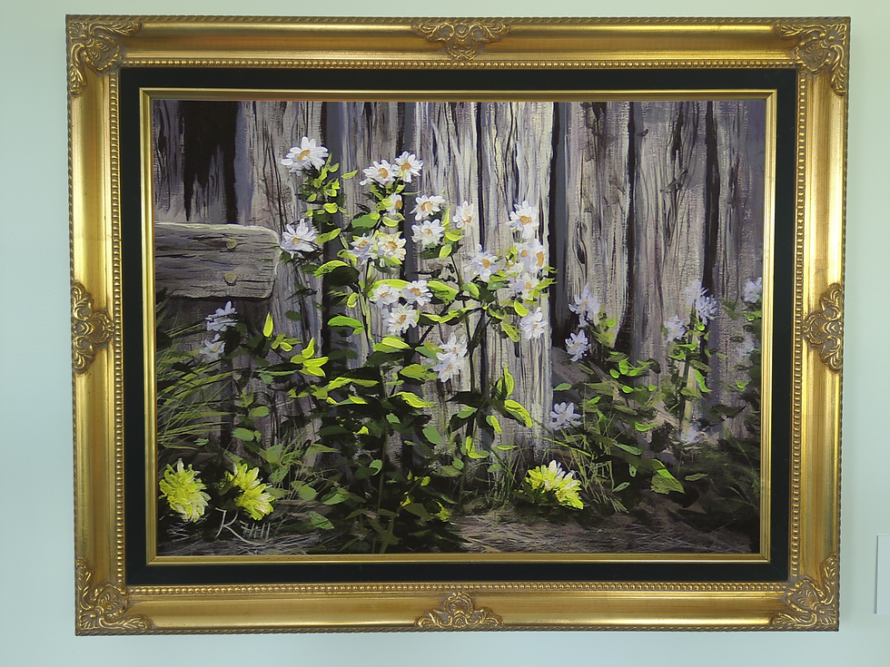 Wildflower Landscape Acrylic Painting with a Wooden Fence | paintwithkevin.com