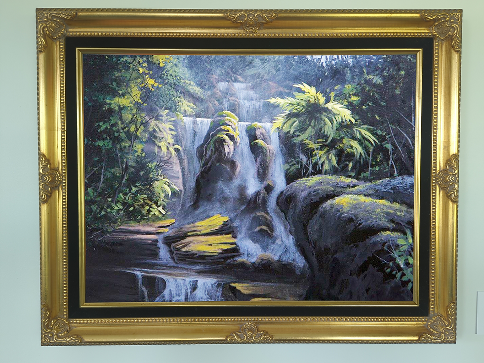 Tropical Waterfall Acrylic Painting | paintwithkevin.com