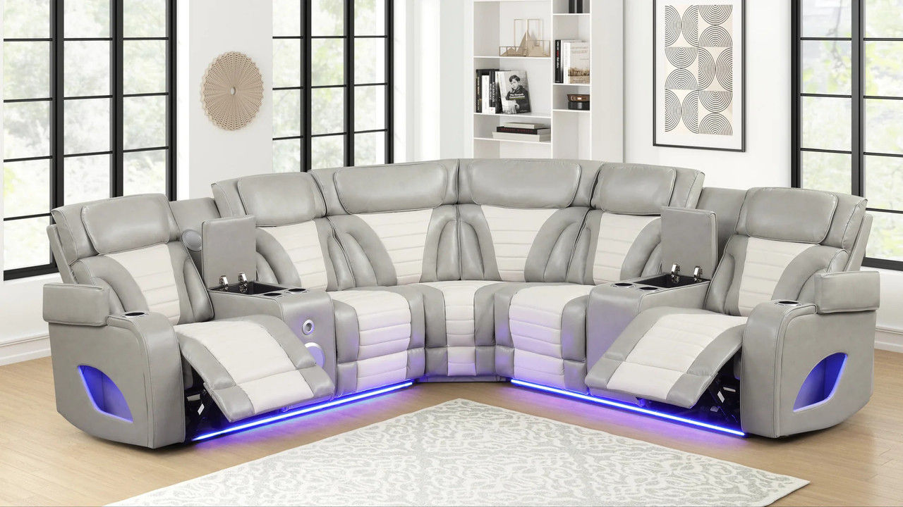 NEW 101" Wide Power Recliner Sectional - Gray