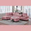 Thumbnail: Heights Pink Velvet Reversible Sectional and Storage Ottoman Set