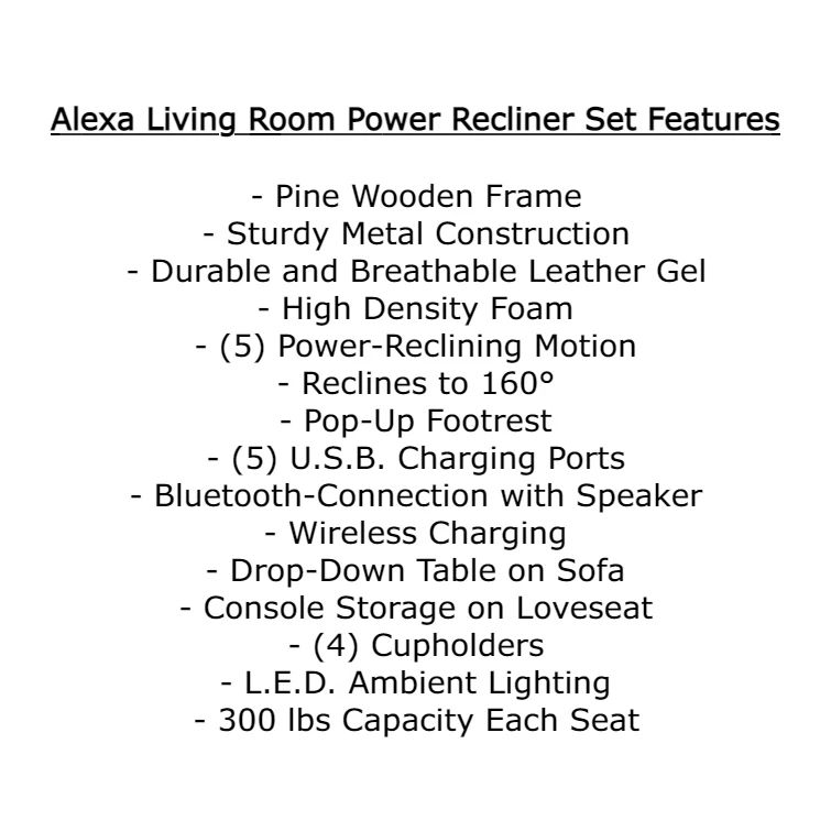 Thumbnail: Alexa White 3pc. Leather Power Recliner Set with Bluetooth Speaker and L.E.D.