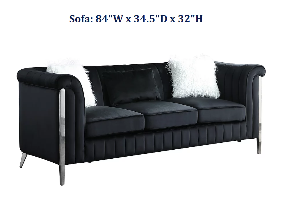 Thumbnail: Fara Black 2pc. Velvet Living Room Set
