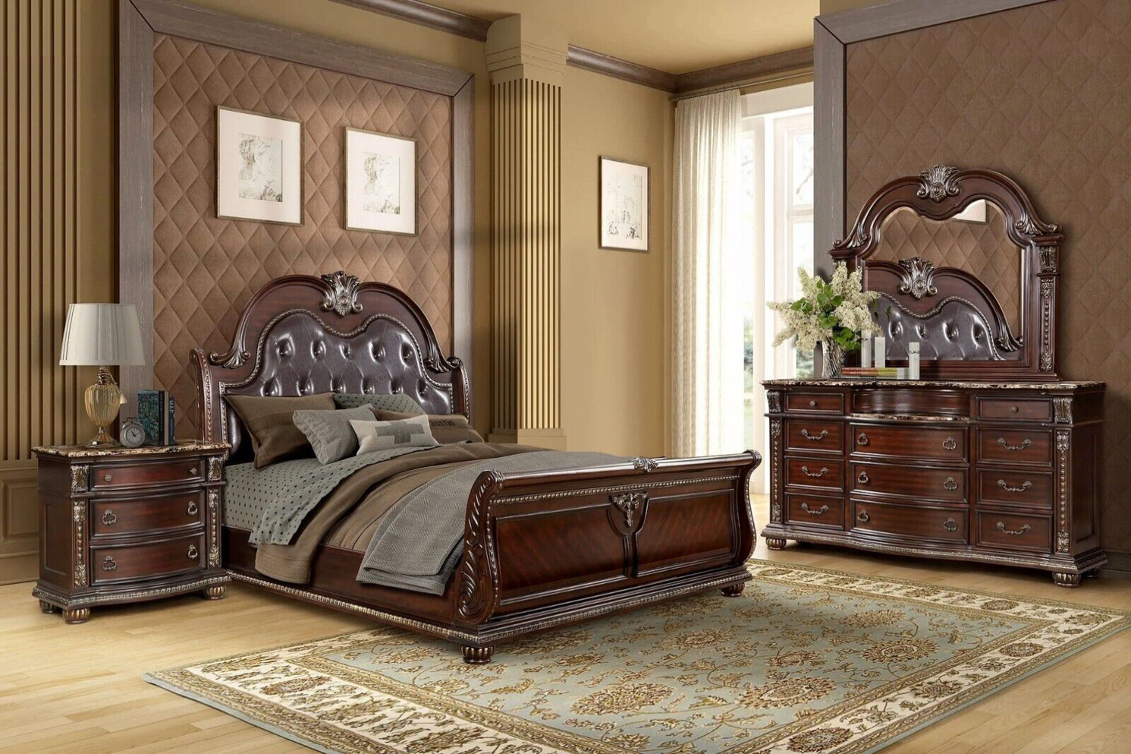 Castlefield Brown Bedroom Suite with Marble Top