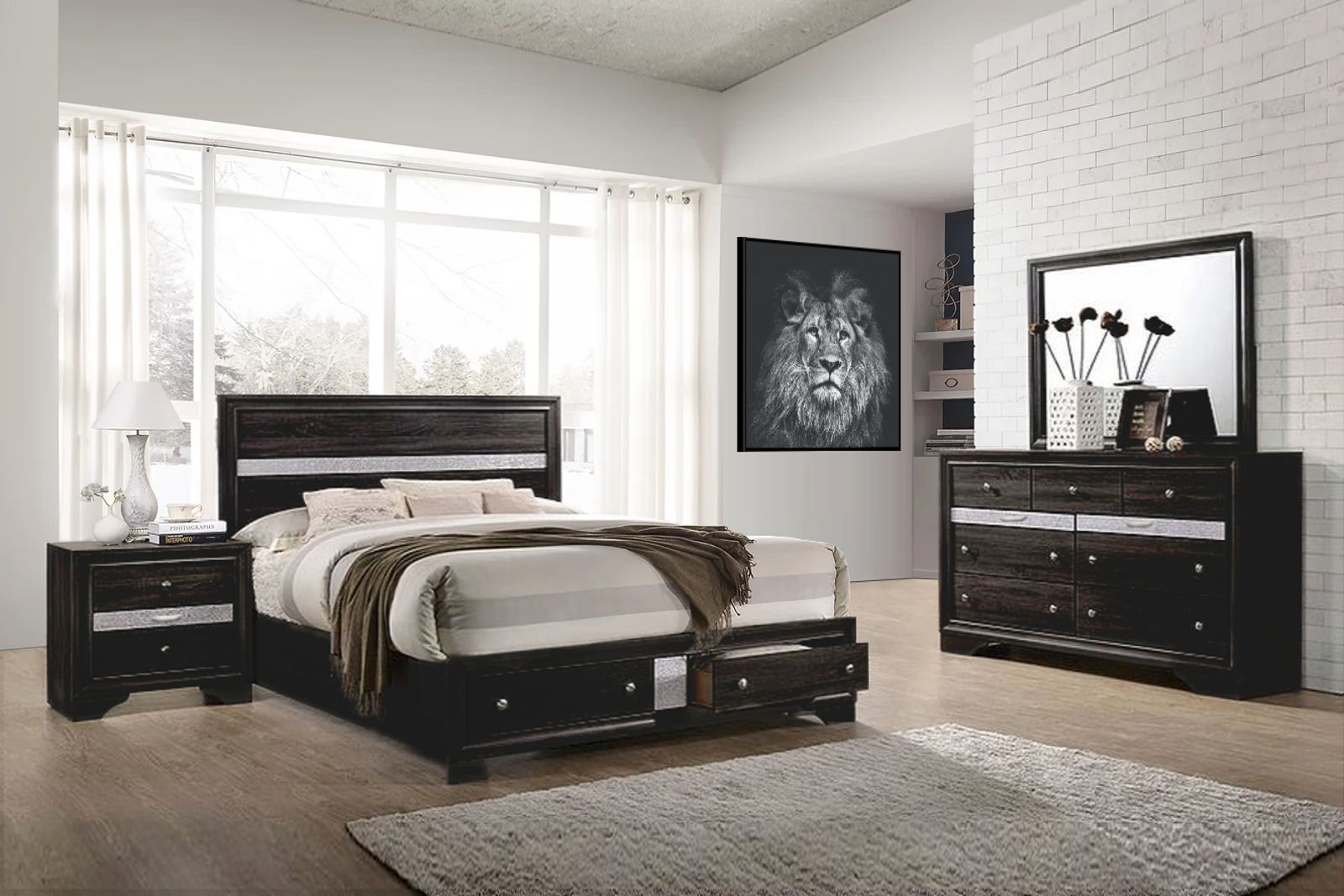 Regata Black Platform Bedroom with Storage