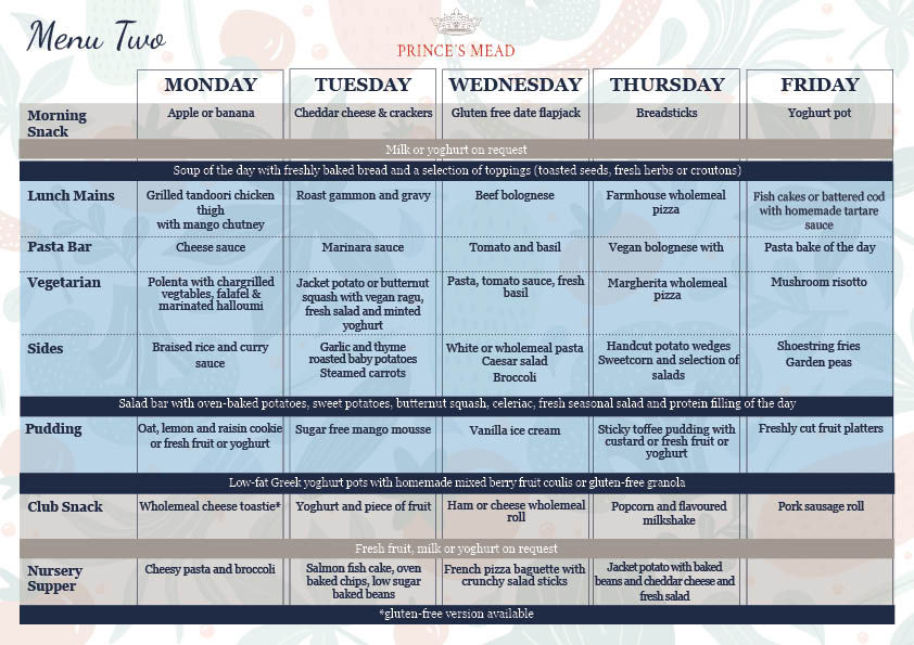 Menu Two Autumn Term 2026