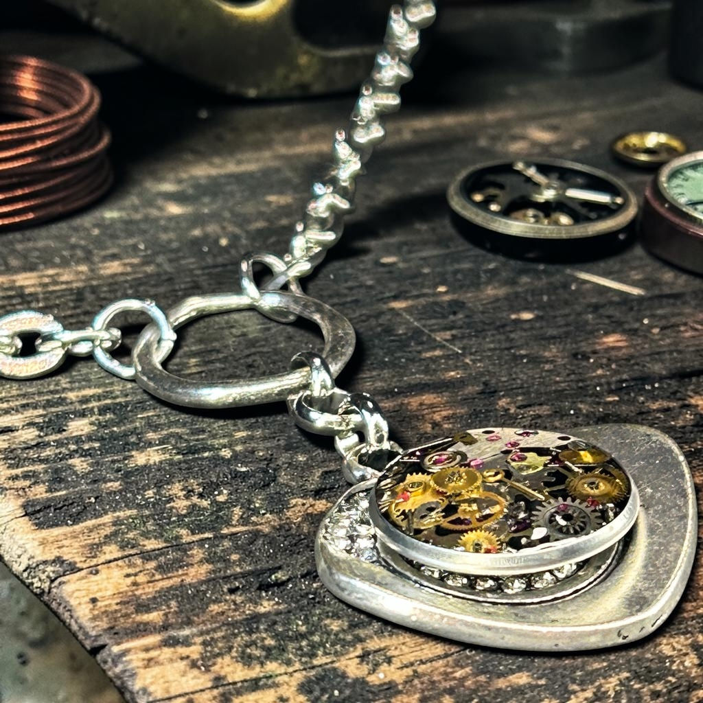 Steampunk watch movements/parts necklace