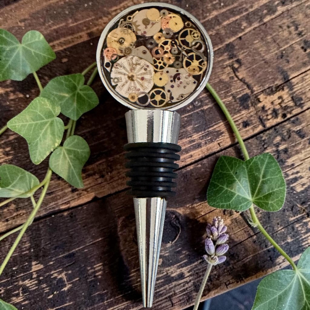 Steampunk watch parts bottle stopper