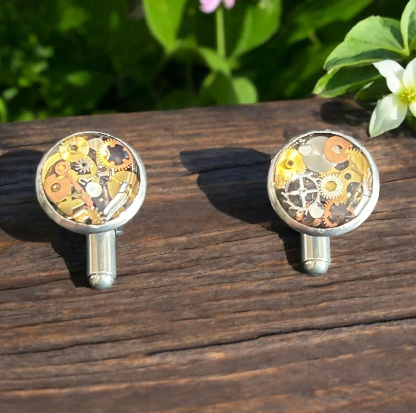 Steampunk watch movement cufflinks