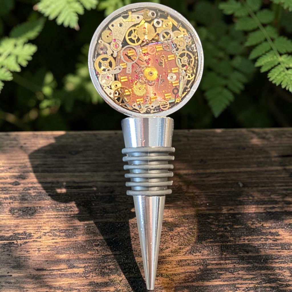 Steampunk watch parts bottle stopper