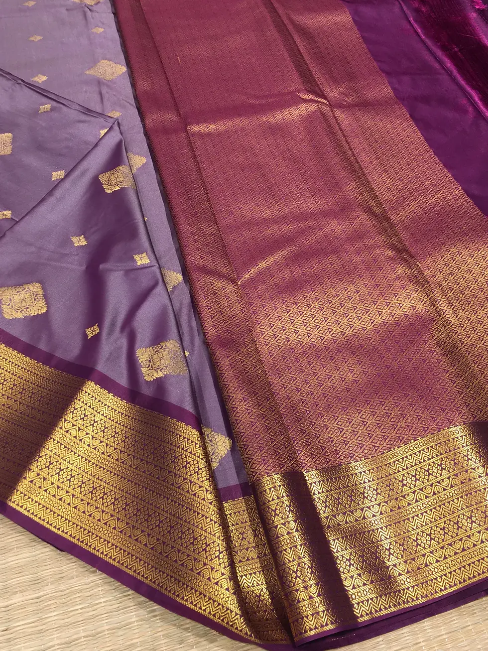 Thumbnail: Semi Kanchipuram Silk Saree Lavender and Purple - SS1049