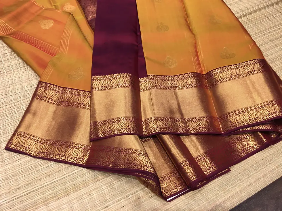 Thumbnail: Pure Kanchipuram Silk Saree Rust Orange and Maroon Vairaoosi - SS1013