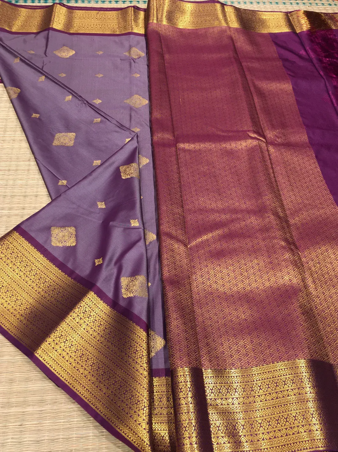Semi Kanchipuram Silk Saree Lavender and Purple - SS1049