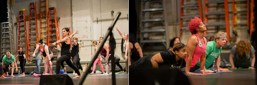 Yoga class takes place on stage in Cleveland