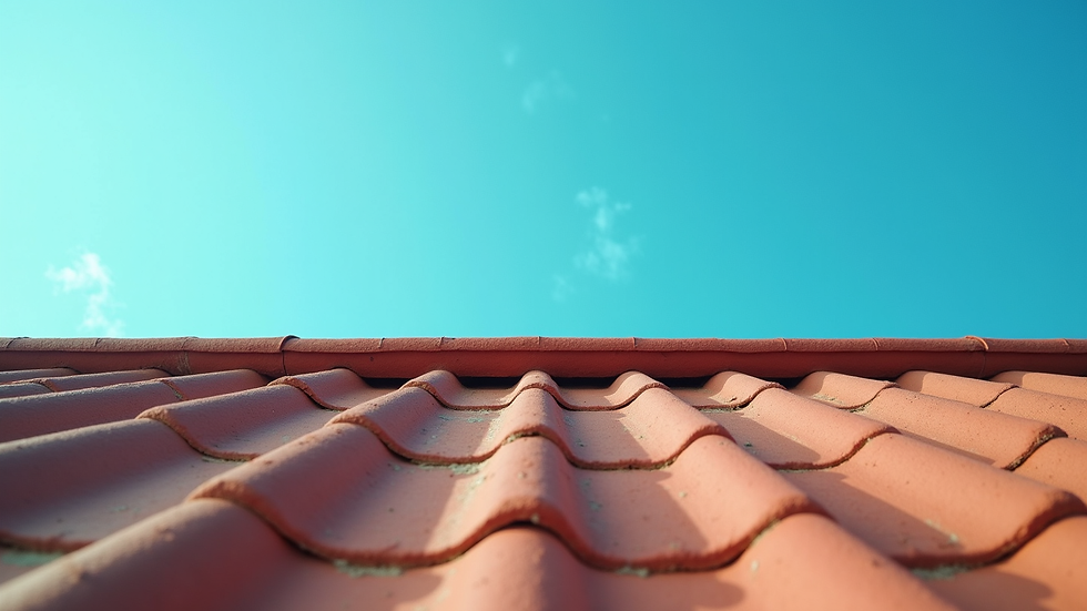 Eye-level view of a well-maintained roof with clear blue sky