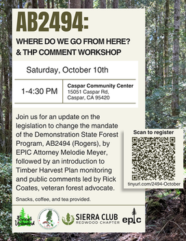 AB 2494 Debrief and THP Comment Workshop in Caspar October 10