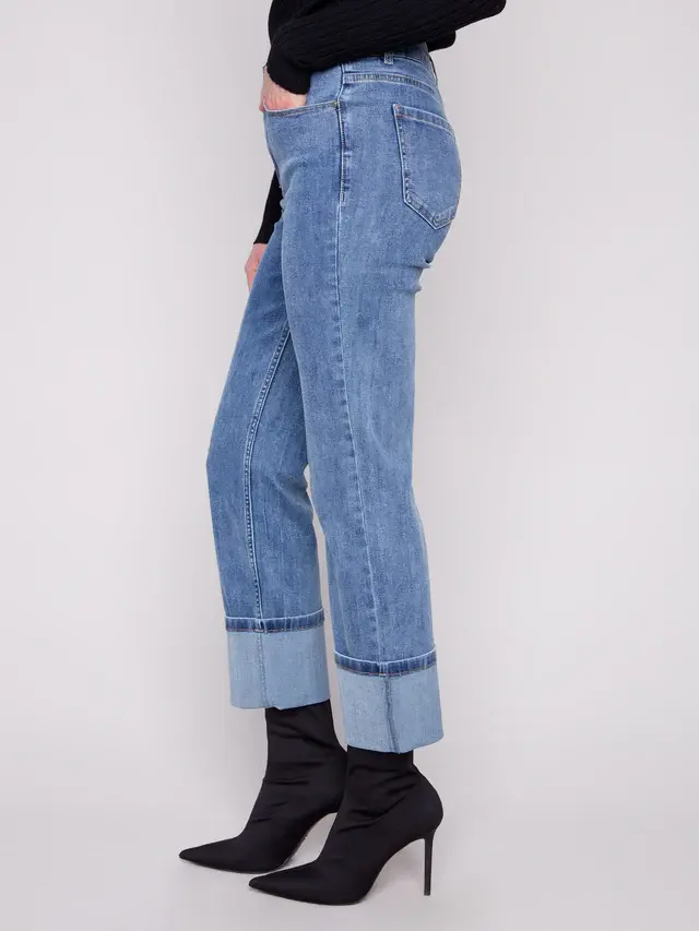 Thumbnail: Charlie B - Wide Cuff Straight Leg Jeans