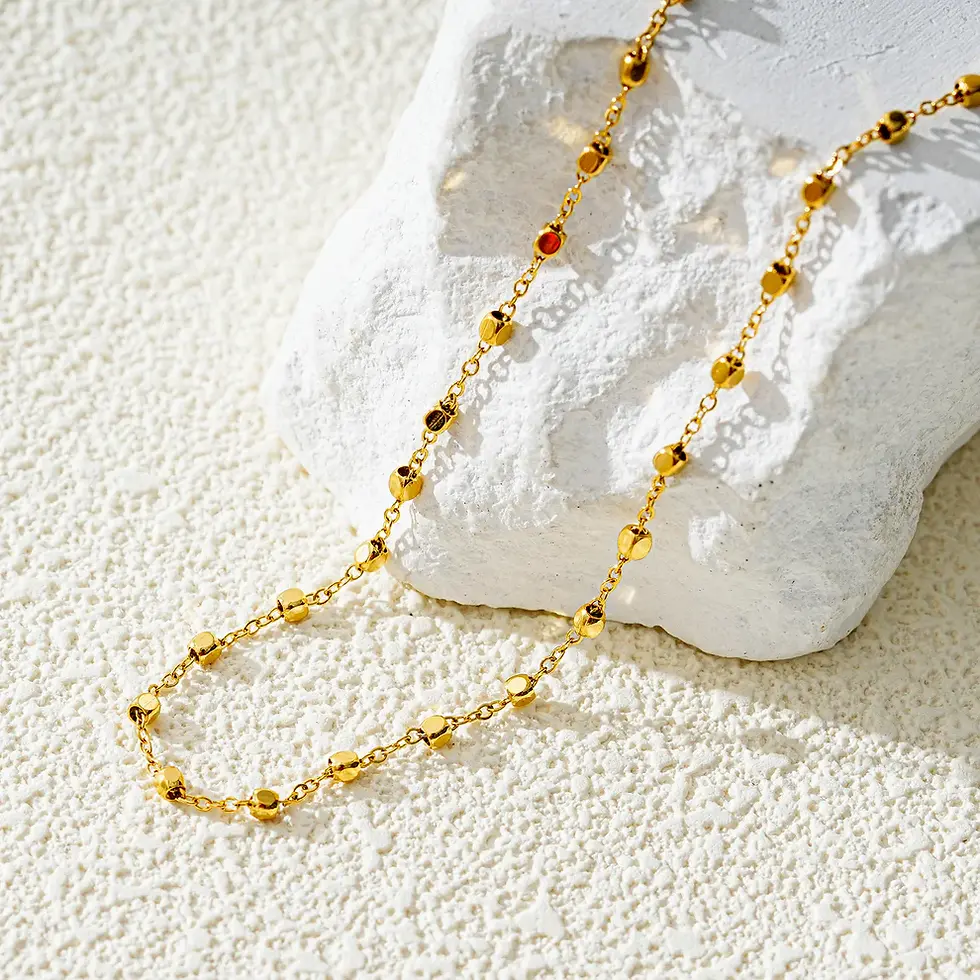Thumbnail: Hackney Nine DEMELZA LG: Contemporary Gold Anklet with Delicate Square Beads