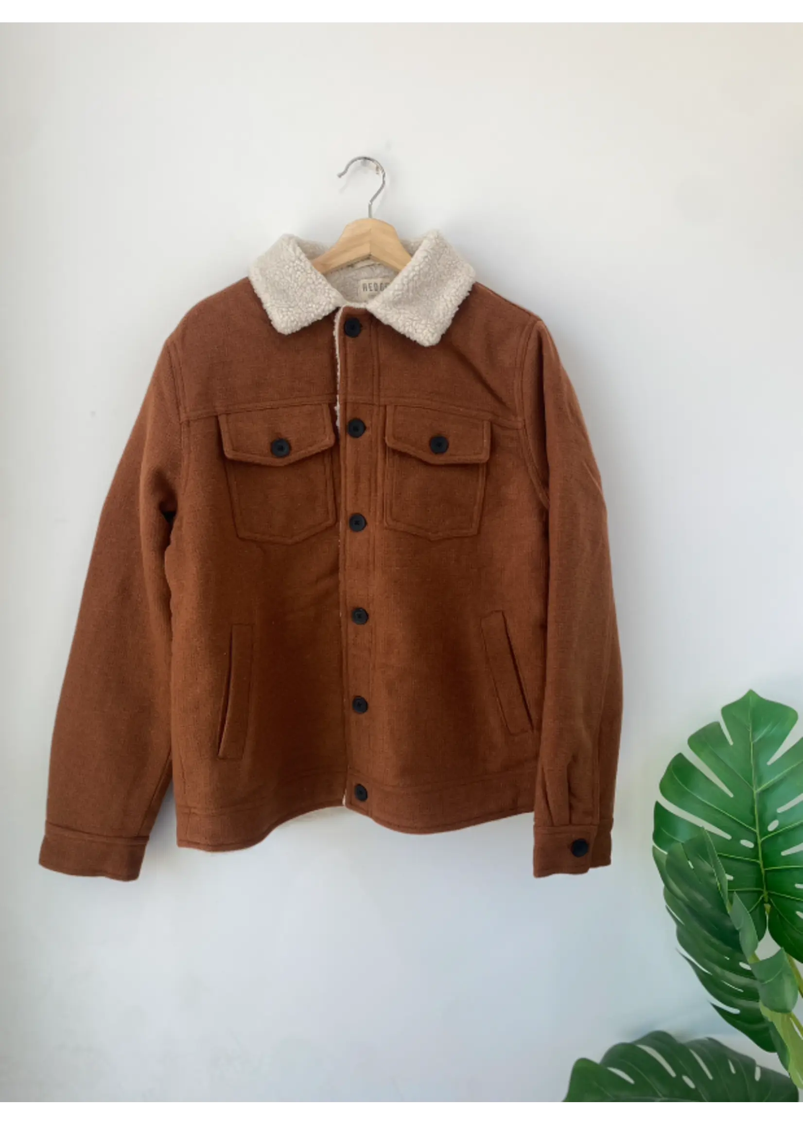 Hedge - Cognac Sherpa Woven Jacket