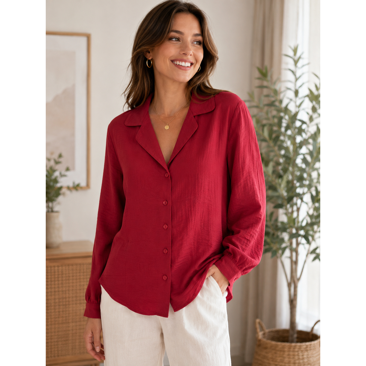 Point Zero Button Up Dress Shirt - Berry