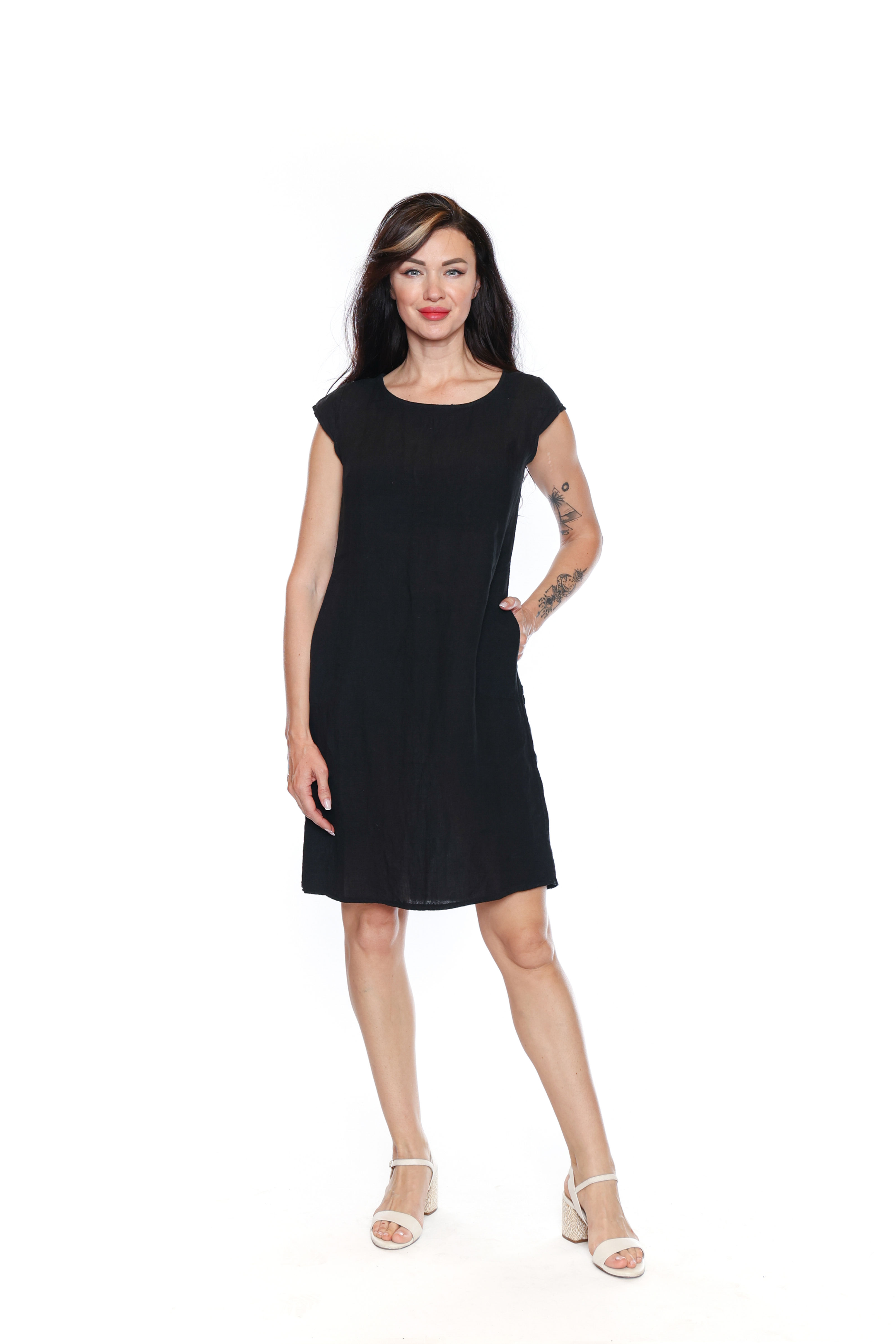 Sorella Linen Cap Sleeve Dress