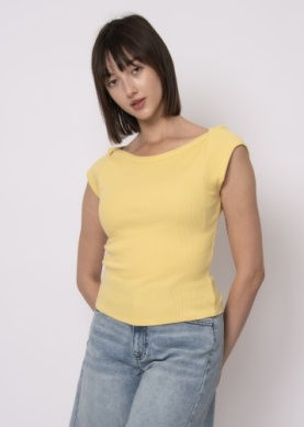 RD Style Kelly Boat Neck Cap Sleeve Top