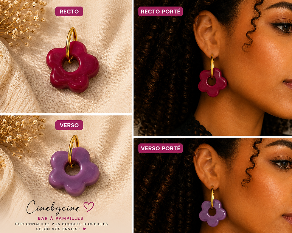 Miniature : Pampille réversible « Duo Prune & Lilas »