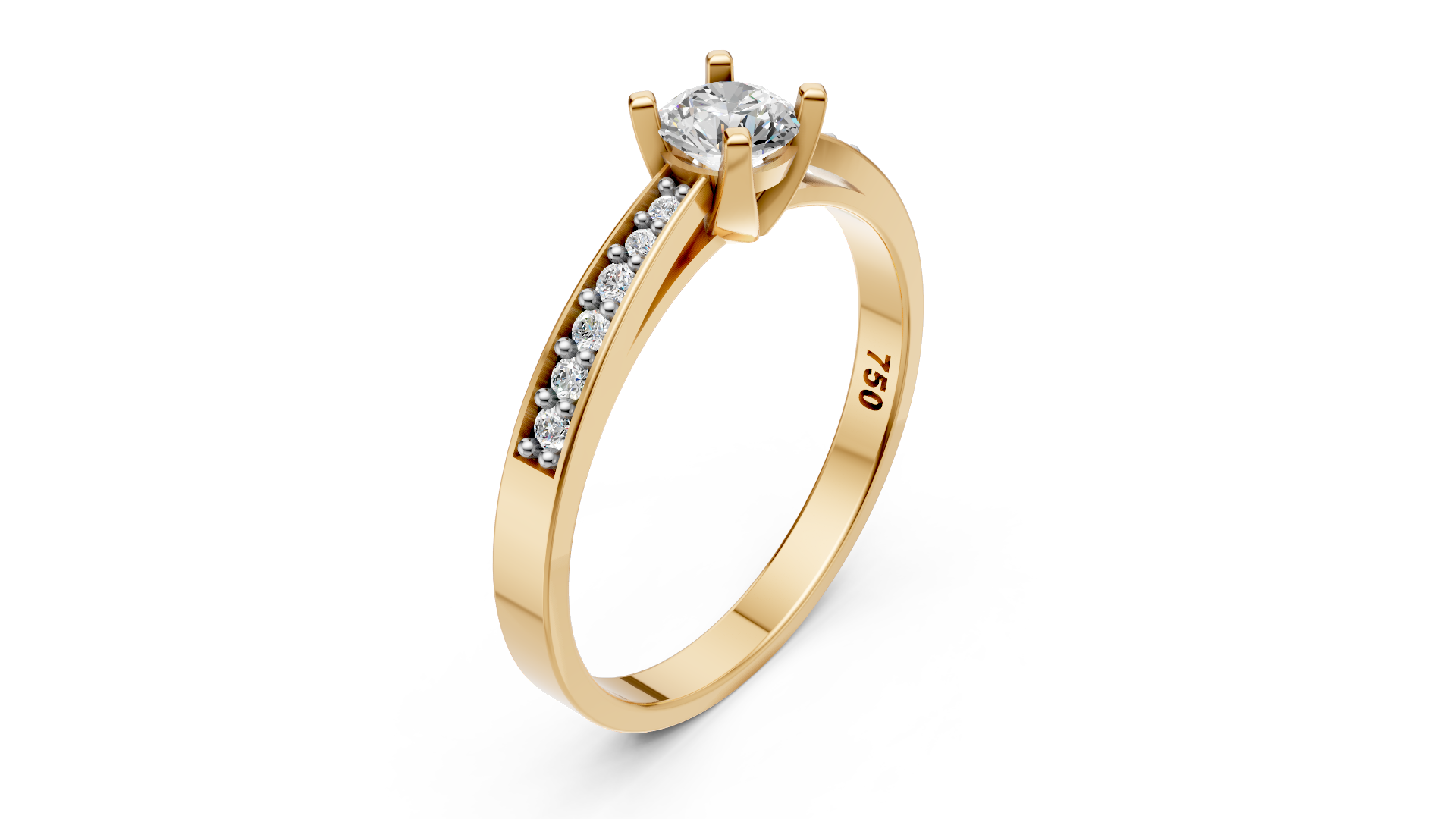 ANEL NOIVADO CRAVEJADO COM 13 DIAMANTES-LAB OURO 18KL