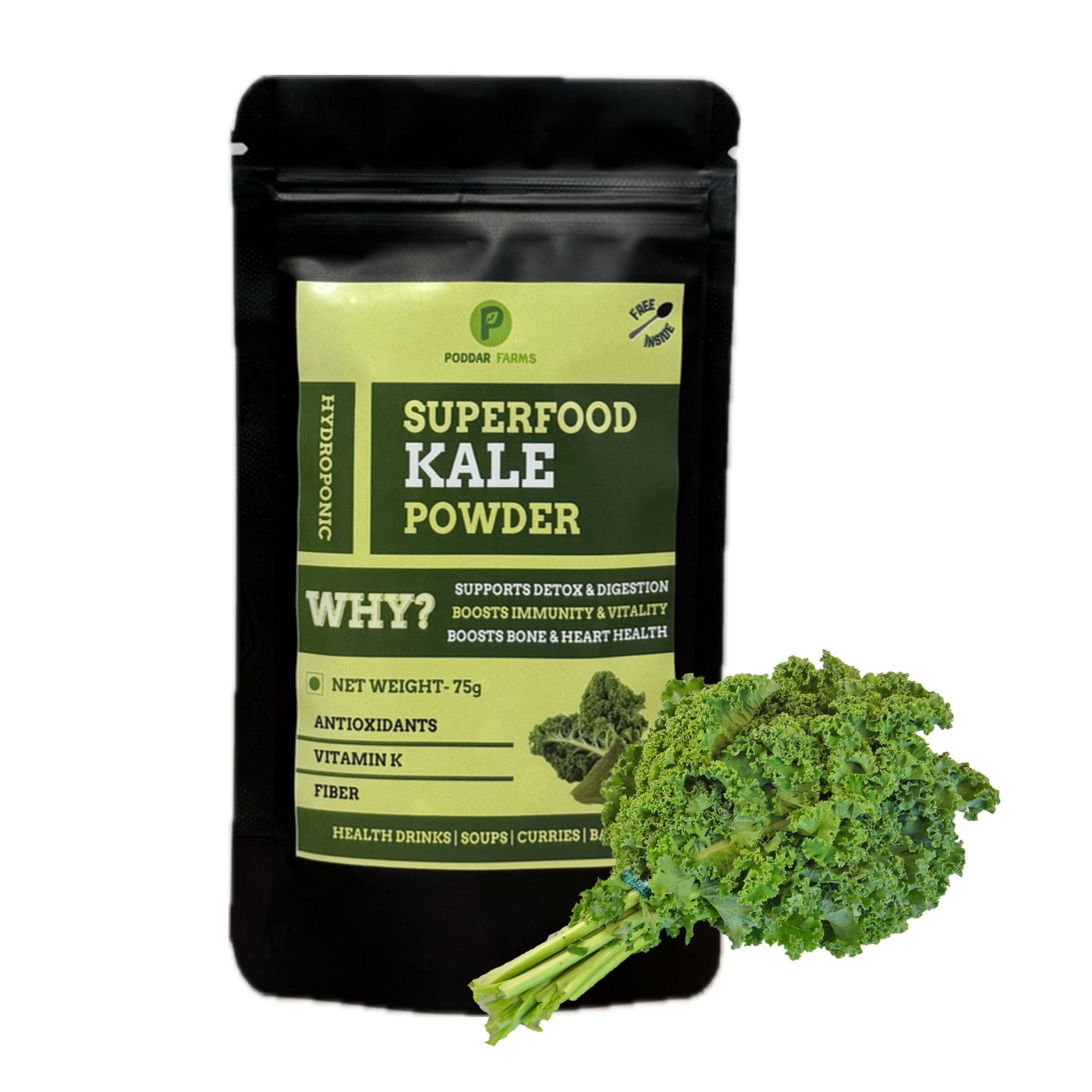 Kale Powder | Green Superfood | 100% Pure, Hydroponically grown | 75g