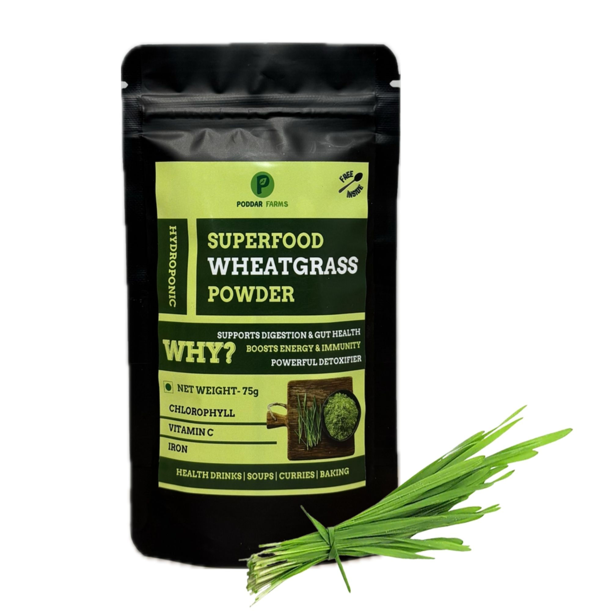 Wheatgrass Powder | Green Superfood | 100% Pure, Hydroponically grown | 75g