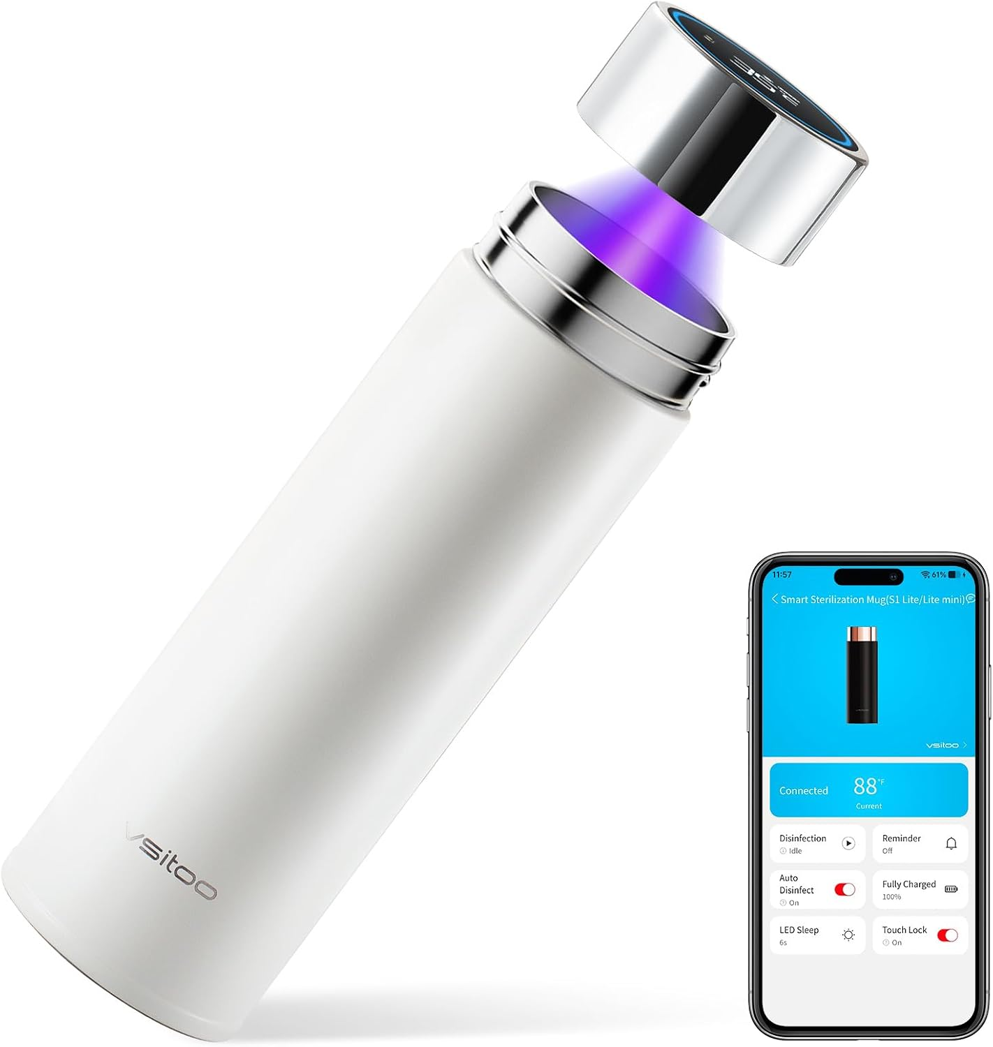 S1 Lite 15Oz Insulated Stainless Steel Self-Cleaning Water Bottle
