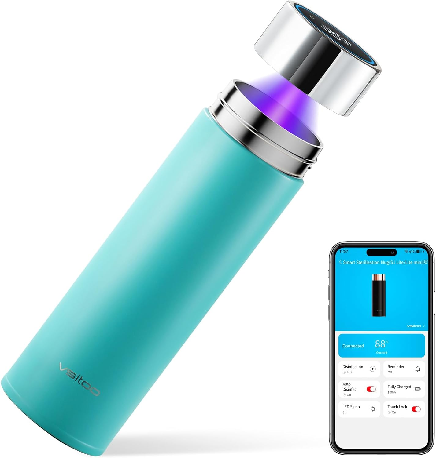 S1 Lite 15Oz Insulated Stainless Steel Self-Cleaning Water Bottle