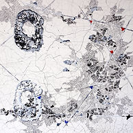 SIMONET Pascale-La cartographie du Loup 90x90- Estampe et dessin sur papier.JPG