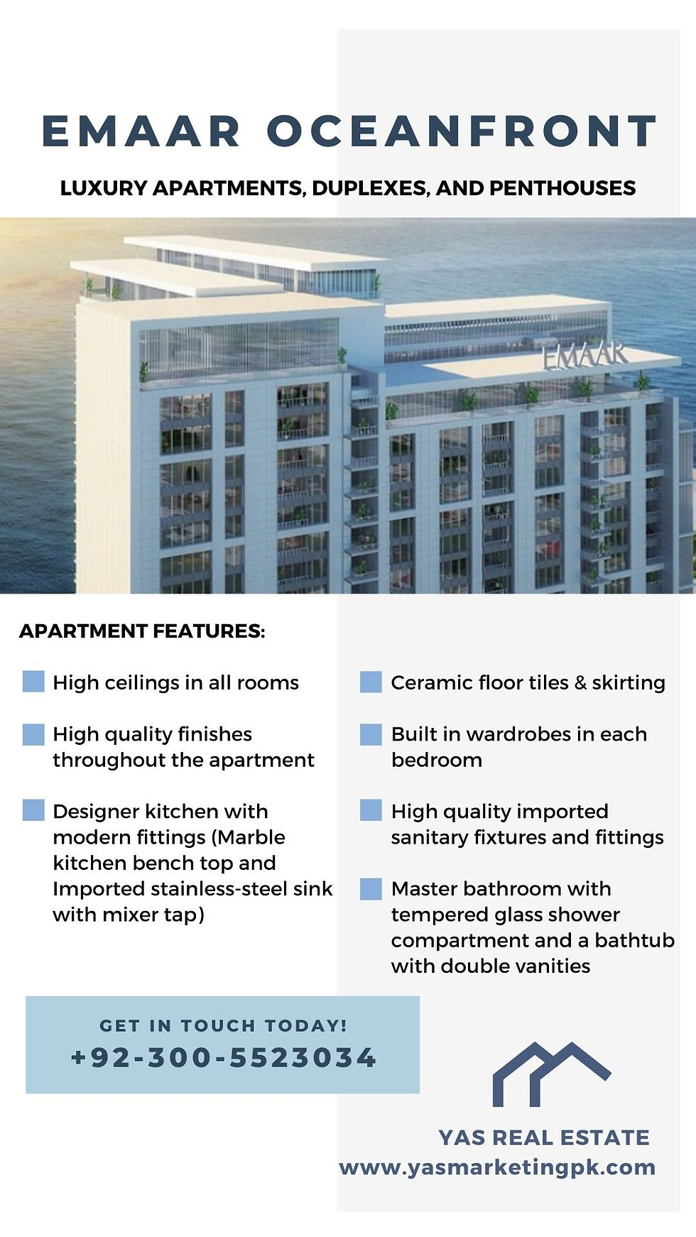 Elevation and features of Emaar
