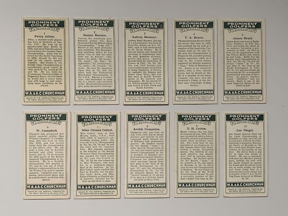 Thumbnail: Churchman Prominent Golfers Cigarette Cards