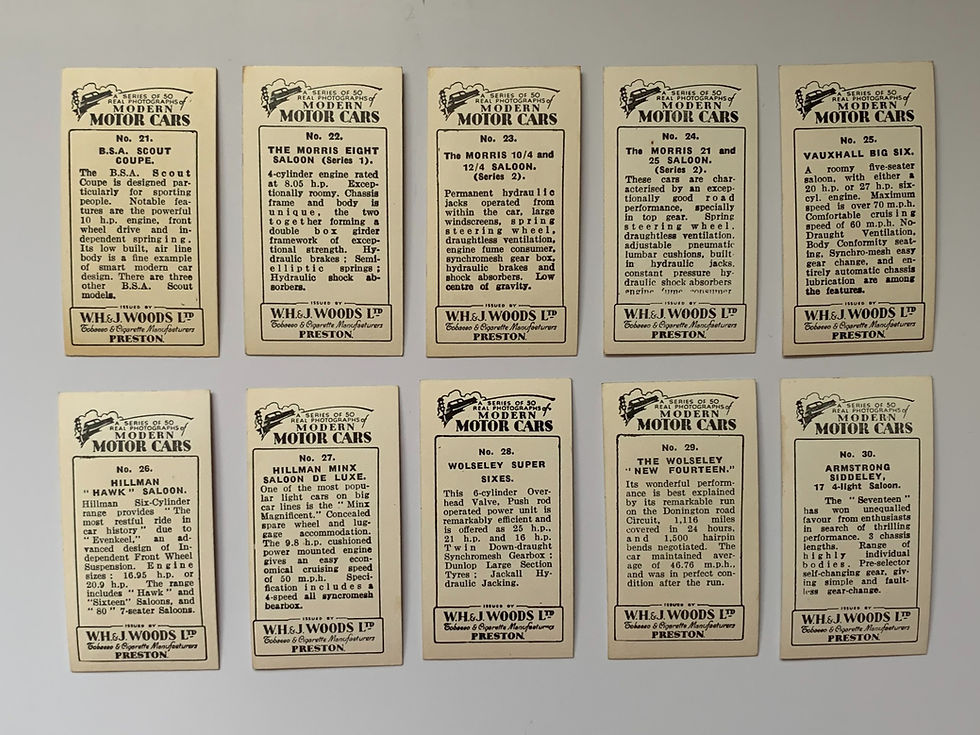 Thumbnail: Woods Modern Motor Cars Cigarette Cards