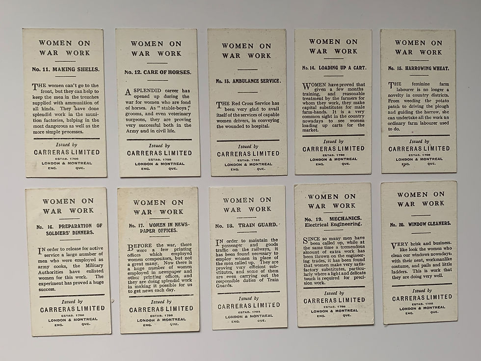 Thumbnail: Carreras Women On War Work Cigarette Cards