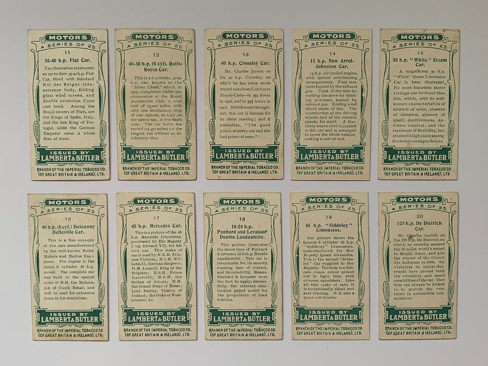 Thumbnail: Lambert & Butler Motors Cigarette Cards