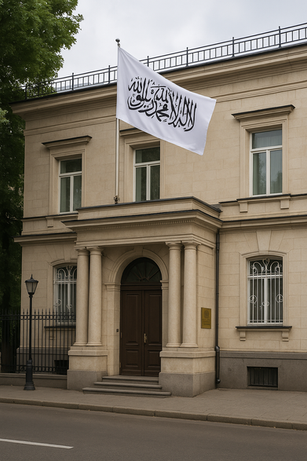 Taliban's Flag In Moscow : Russia became the first country to officially recognize the Taliban-led government in Afghanistan.