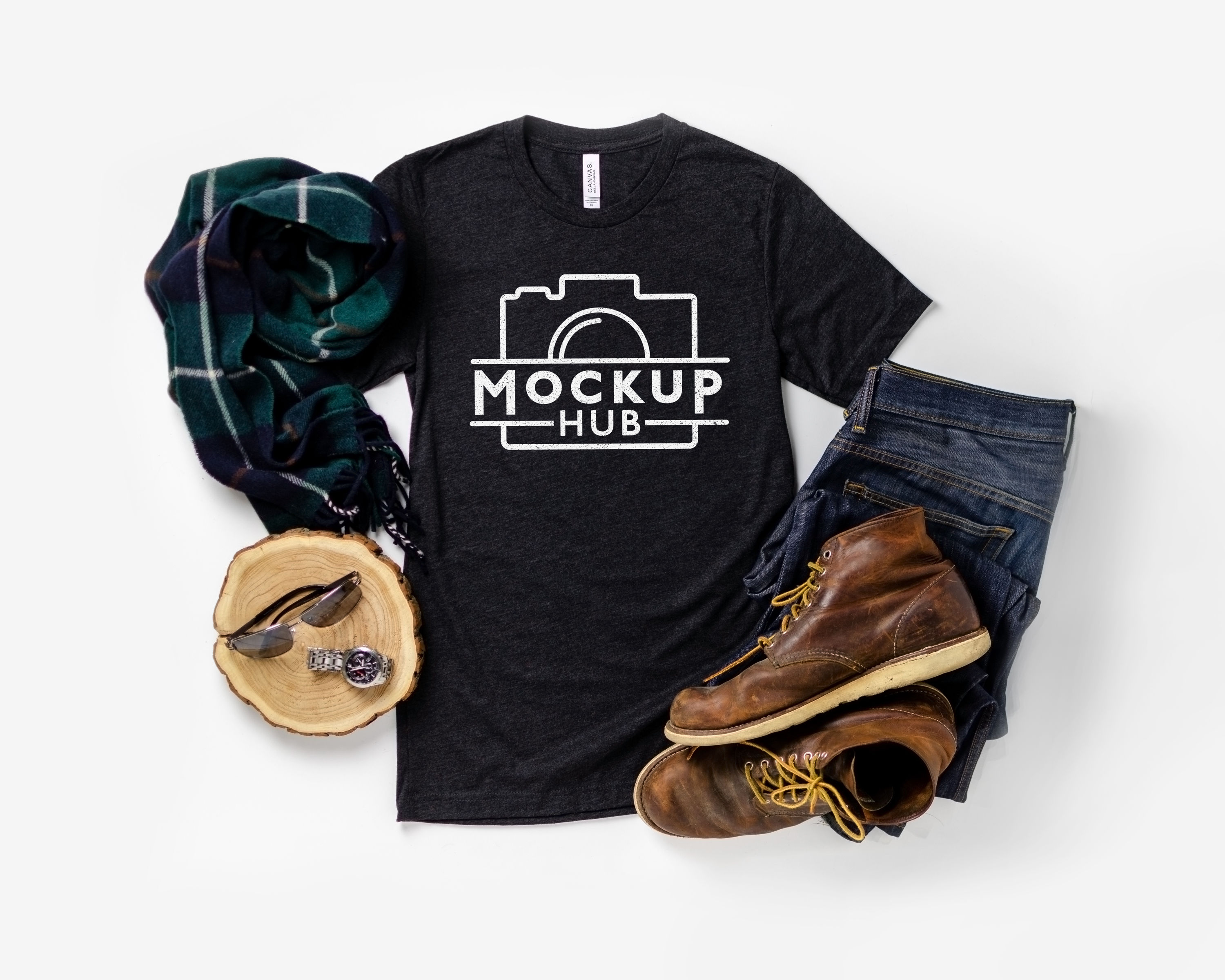 Bella Canvas 3413C Charcoal Black Triblend Mockup