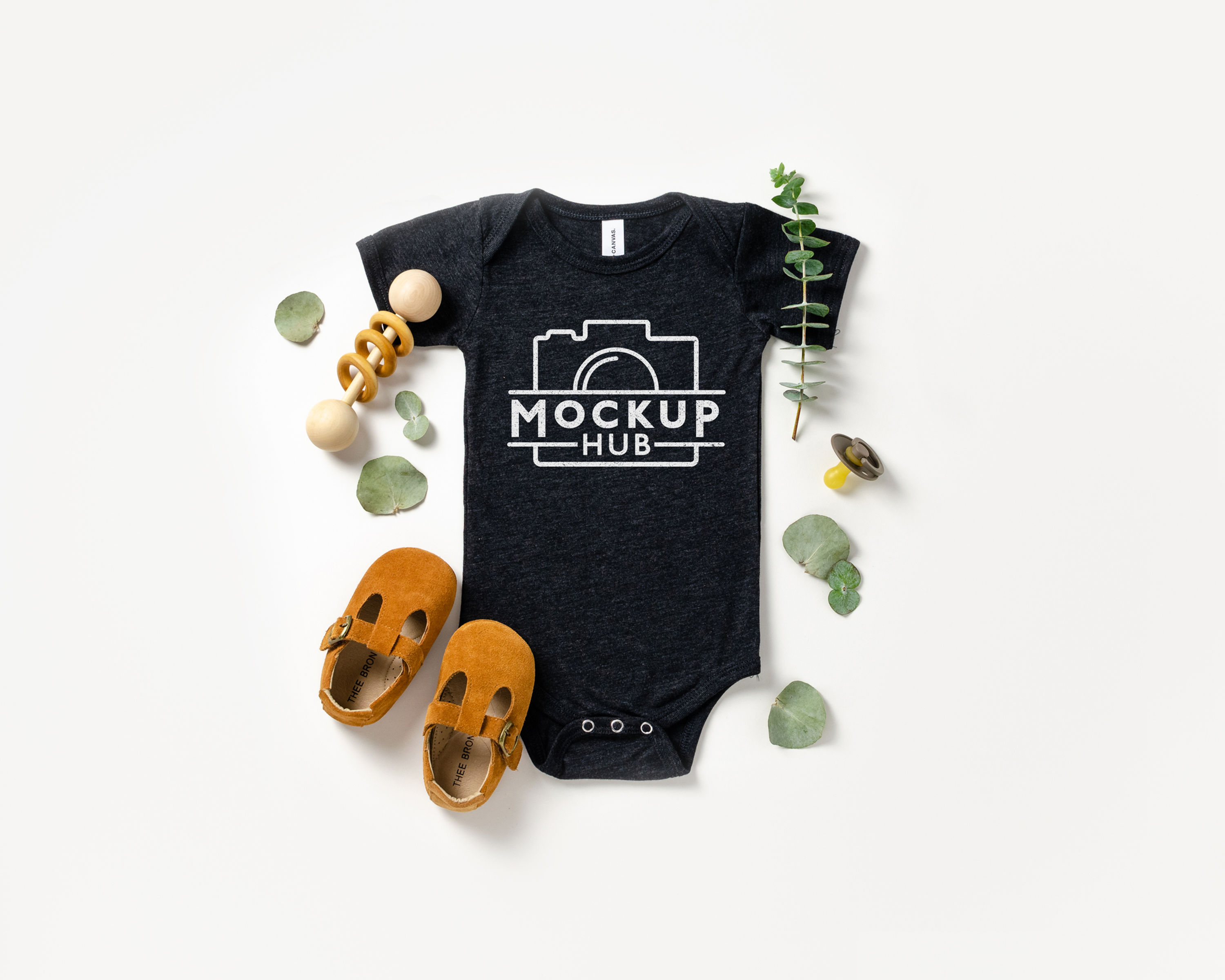 Bella Canvas 134B Charcoal Black Triblend Bodysuit Mockup