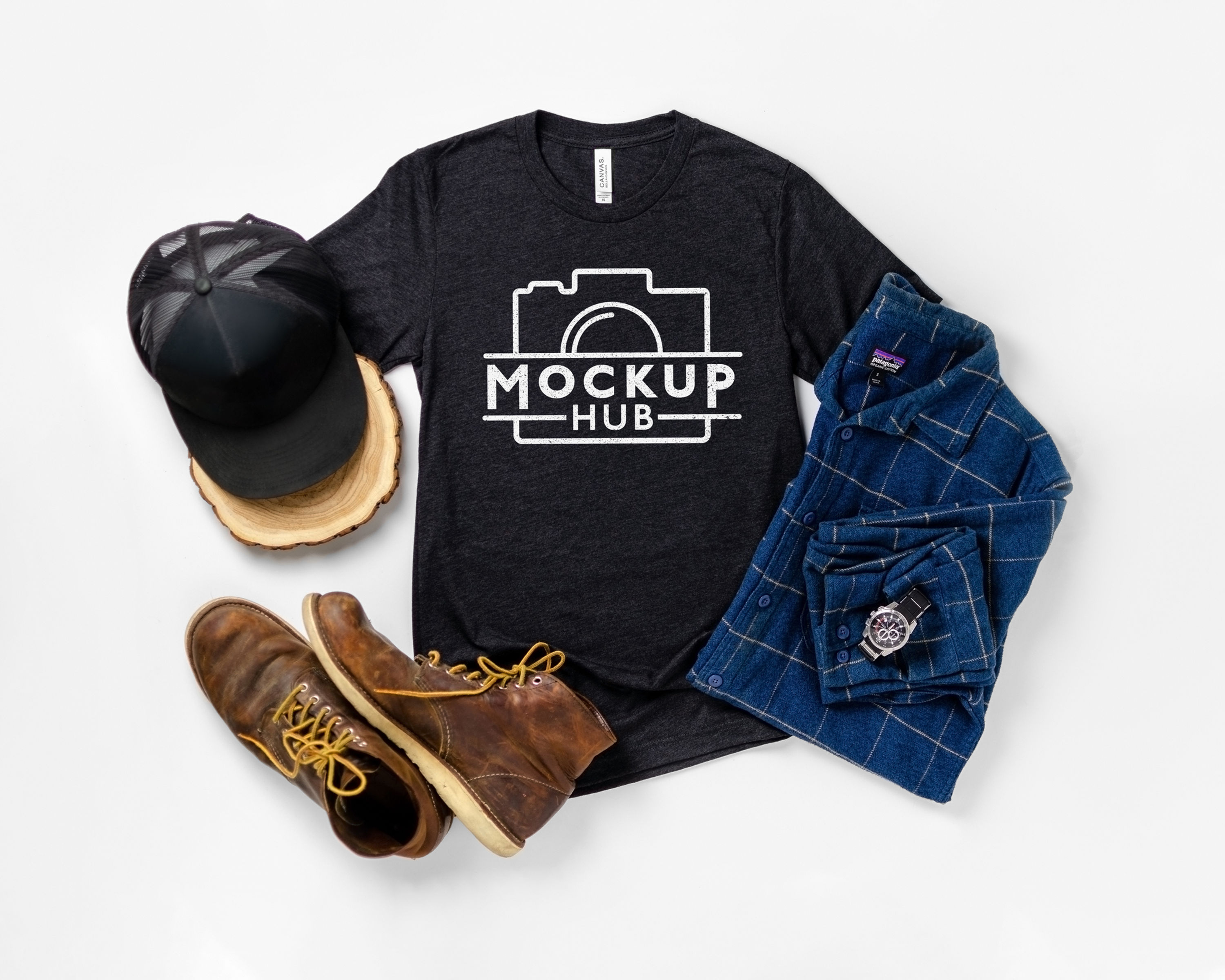 Bella Canvas 3413C Charcoal Black Triblend Mockup