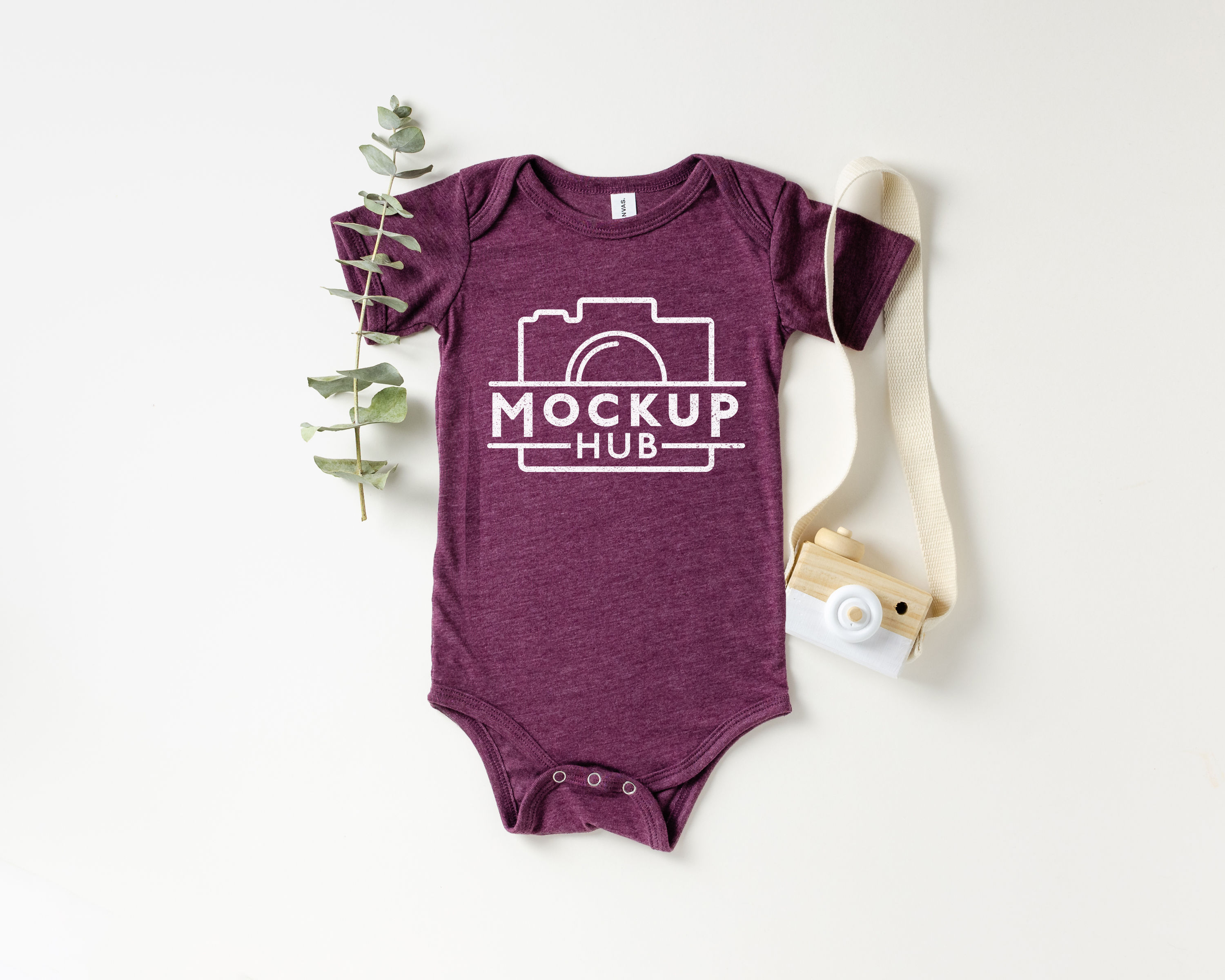 Bella Canvas 100B Heather Maroon Bodysuit Mockup